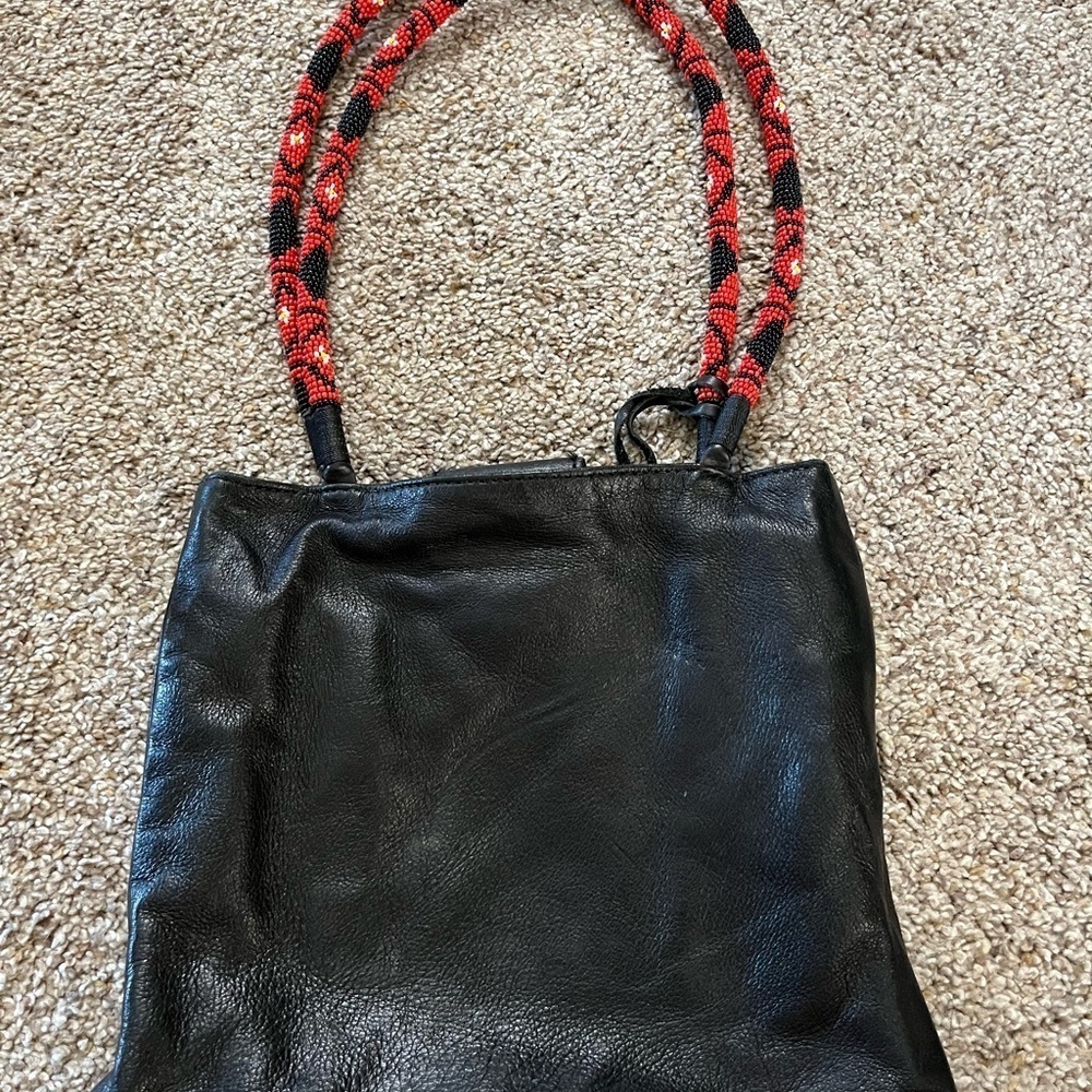Red and Black Shoulder Bag with Structured Design
